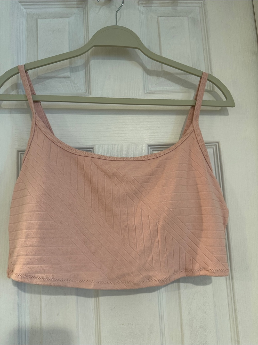 aerie Blush Ribbed Cropped Bikini Top